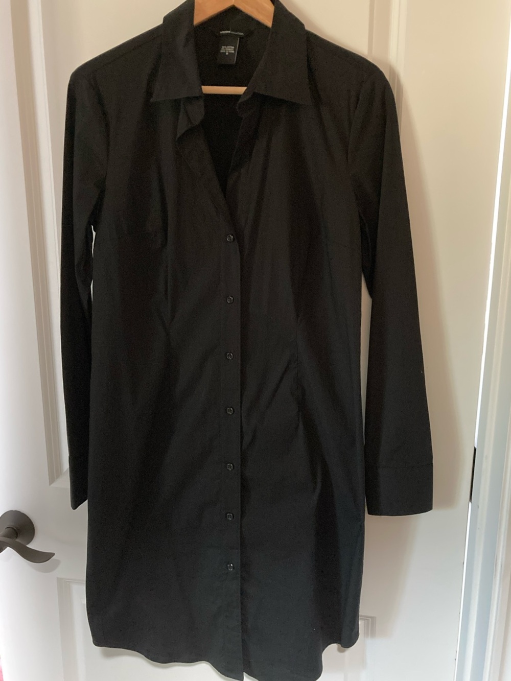 Moda International Black Long-Sleeve Button-Front Shirt Dress